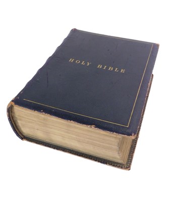 Lot 707 - A 19thC leather bound Holy Bible, volume I,...