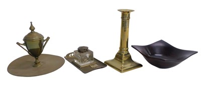 Lot 710 - A brass candlestick, 18cm high, a late 19thC...