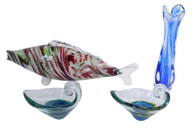 Lot 720 - Four items of Art Glass, comprising a glass...