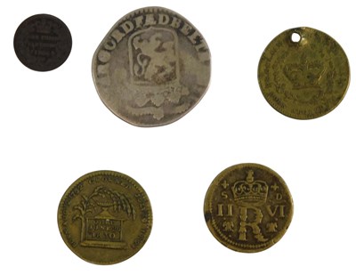 Lot 241 - A Charles I brass coin weight, other tokens,...