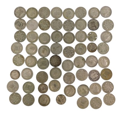 Lot 245 - A quantity of silver and part silver sixpences.