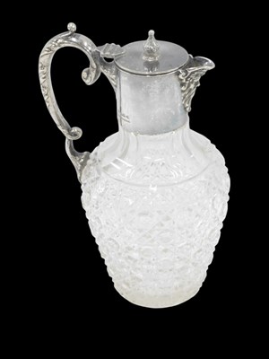 Lot 251 - A late 19th/early 20thC cut glass claret jug,...