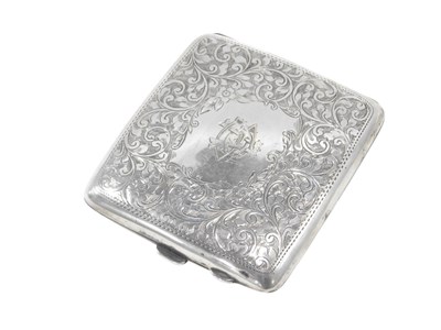 Lot 763B - A George V silver cigarette case, engraved...