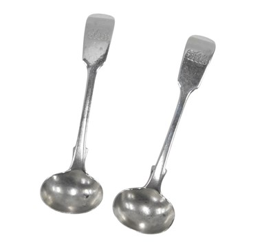 Lot 756 - A pair of Victorian silver fiddle pattern salt...