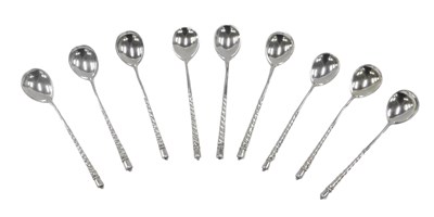 Lot 757 - A set of nine Russian white metal coffee...