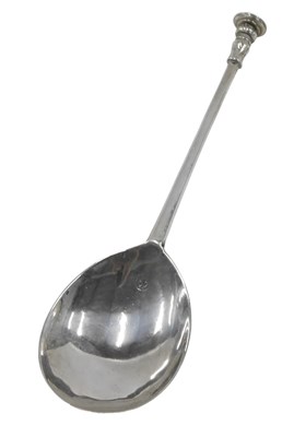 Lot 772 - A silver seal top spoon, the oval bowl with...