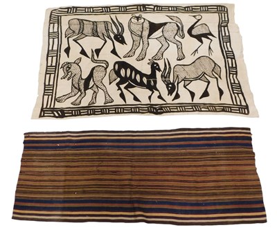 Lot 399 - An African tribal mud cloth, with animal...