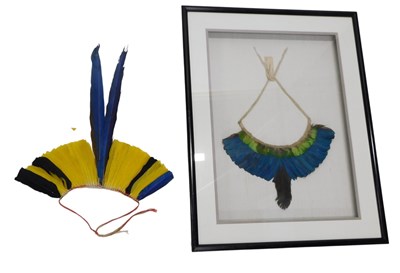Lot 801 - A South American Amazon feather necklace, with...
