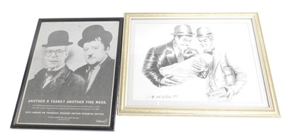 Lot 823 - A Laurel and Hardy print, bearing date 1999,...