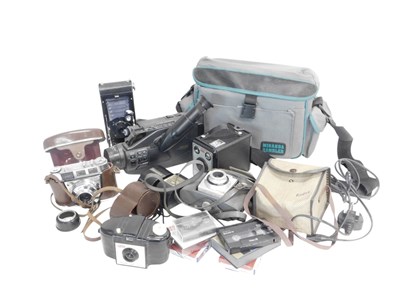 Lot 824 - A Sanyo video camera and various other cameras.