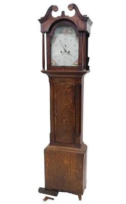 Lot 1125A - A 19thC longcase clock, the floral painted...