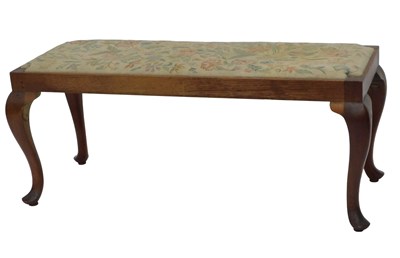 Lot 889 - An early 20thC oak stool, on cabriole legs...