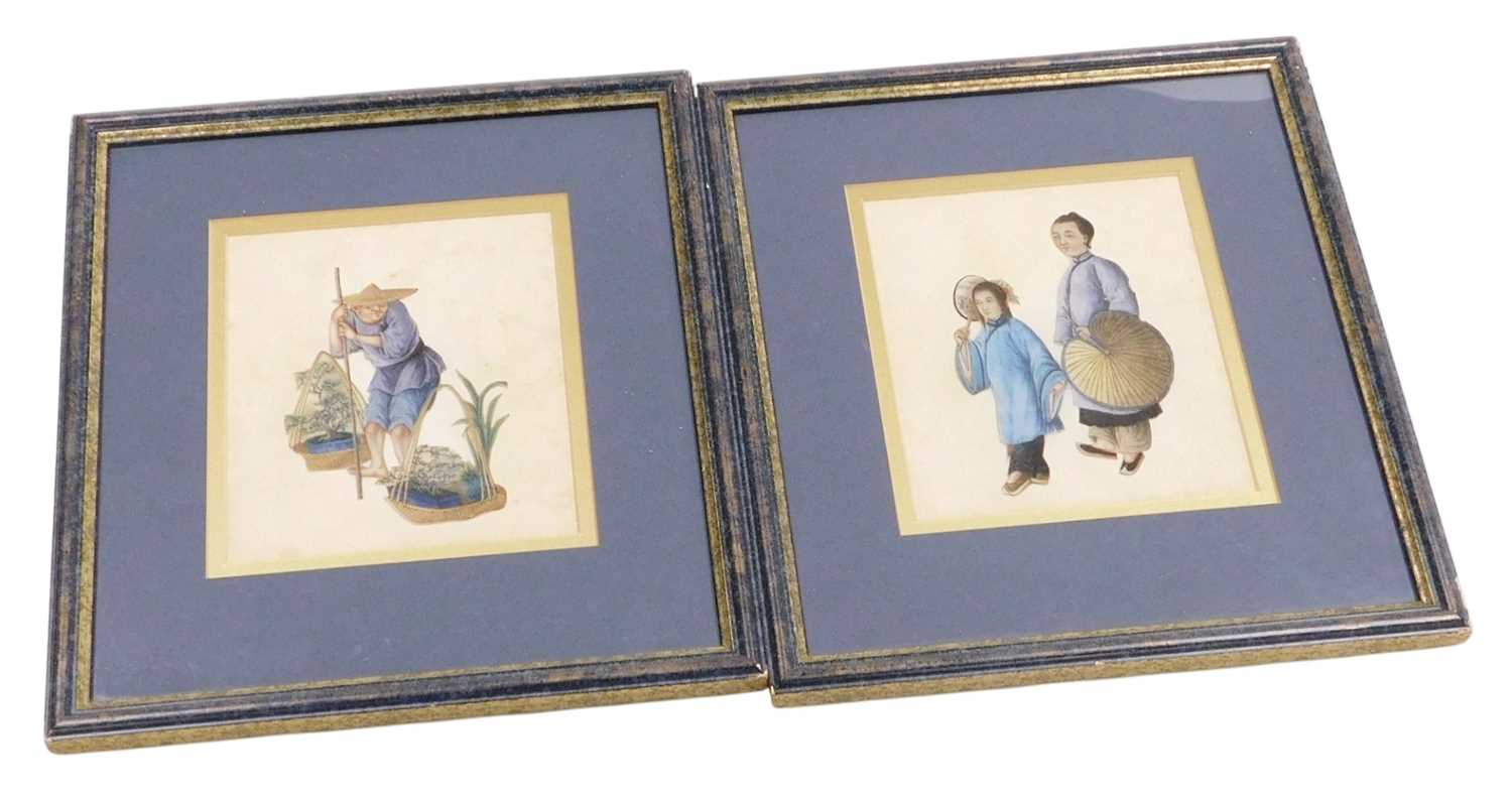Lot 44 - A pair of late 19thC Chinese watercolours, on...