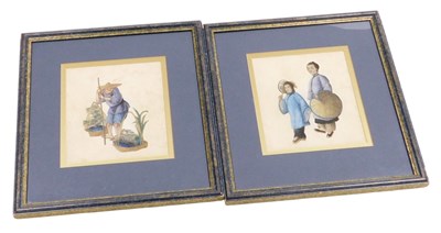Lot 44 - A pair of late 19thC Chinese watercolours, on...