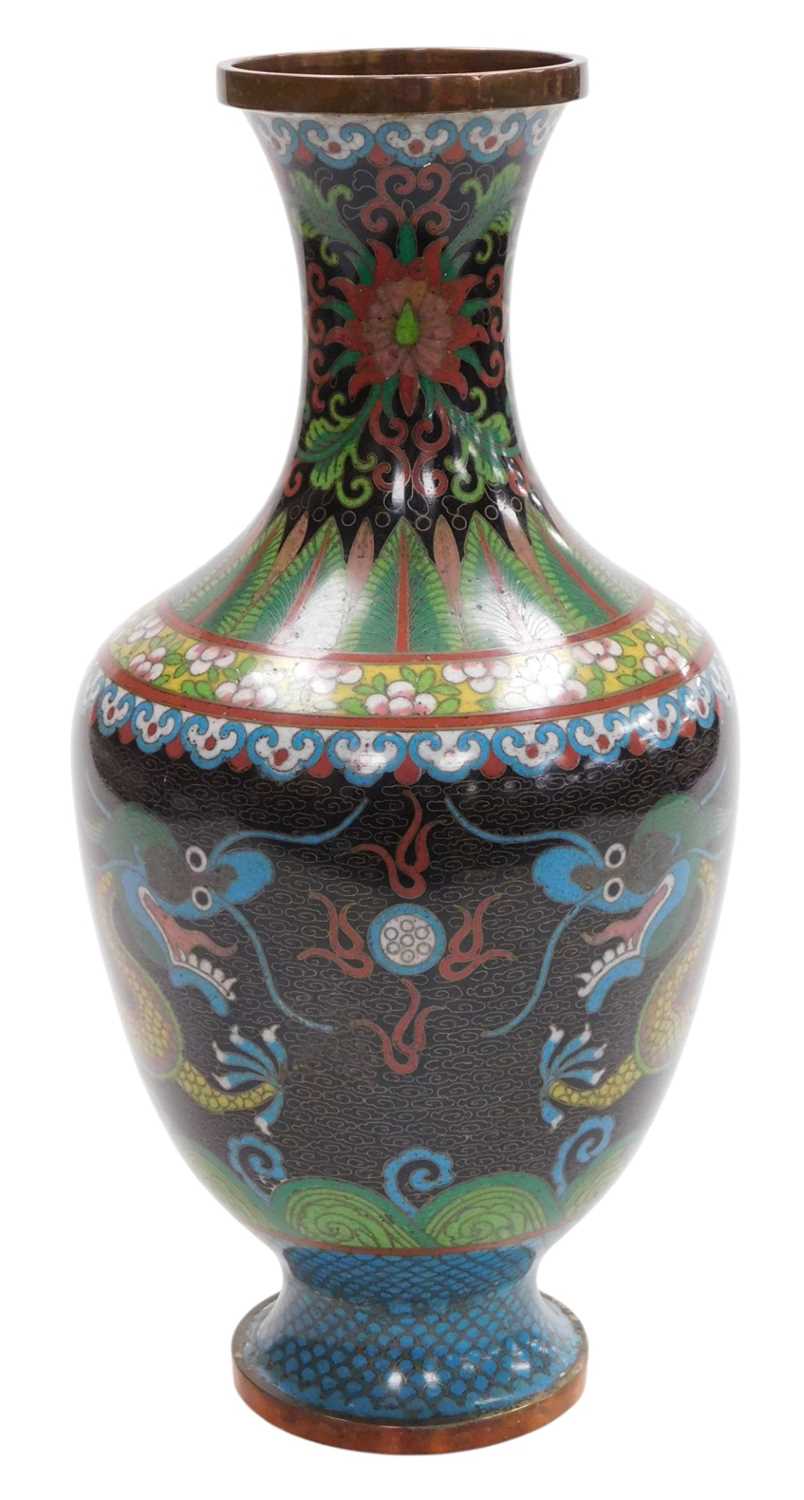 Lot 43 - A Qing dynasty late 19thC cloisonne vase, of...