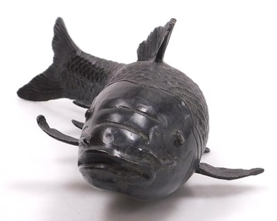 Lot 40 - A 20thC Chinese bronze figure of a carp, 27cm...
