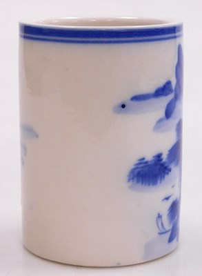 Lot 48 - A 20thC Chinese blue and white porcelain brush...