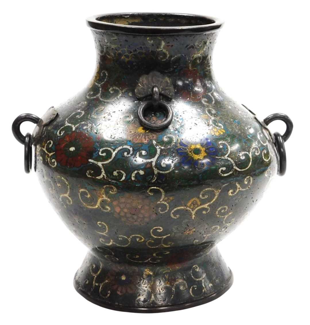 Lot 28 - A Qing dynasty late 19thC bronze and champleve...