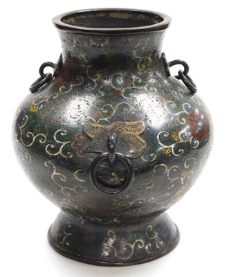 Lot 28 - A Qing dynasty late 19thC bronze and champleve...