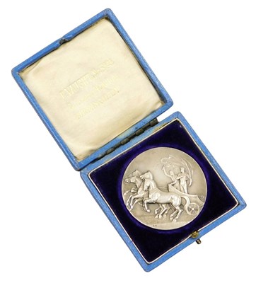 Lot 3 - A London 1908 Olympic Games white metal medal,...