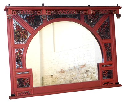 Lot 306 - A 19thC Chinese red and gilt lacquer wall...