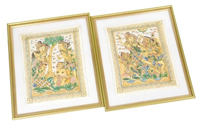 Lot 70 - A pair of 20thC Balinese Kamasan style...