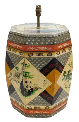 Lot 68 - A late 20thC Chinese wooden table lamp, of...