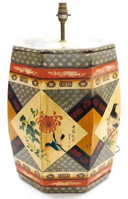 Lot 68 - A late 20thC Chinese wooden table lamp, of...