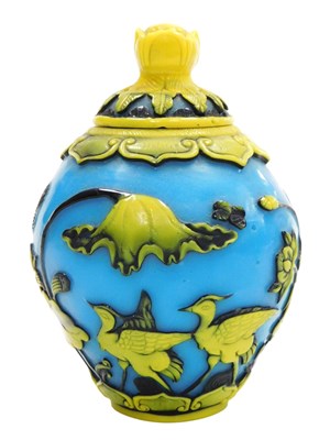 Lot 75 - A late 20thC Chinese Peking glass jar and...