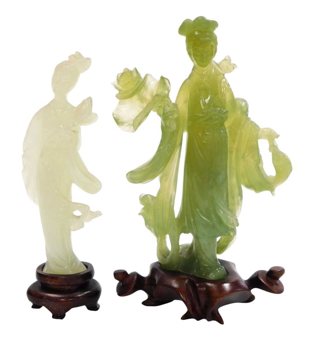 Lot 77 - A 20thC Chinese jade figure of Guanyin,...