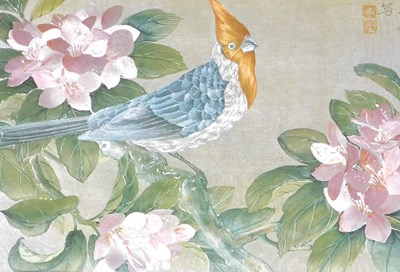 Lot 79 - A group of Oriental pictures, on silk and...