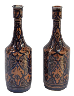 Lot 36 - A pair of 20thC Middle Eastern pottery vases,...