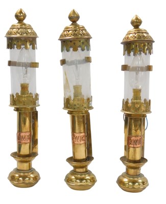 Lot 83 - Two brass GWR railway lanterns, each with a...