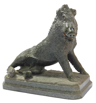 Lot 166 - A serpentine carved sculpture depicting Il...