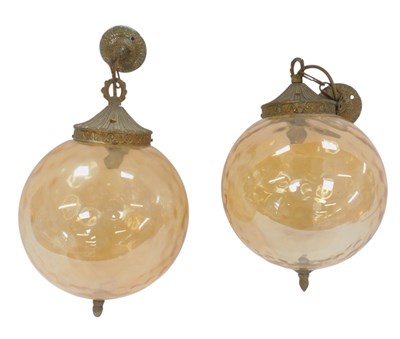 Lot 93 - A pair of ceiling lights, of dimpled...