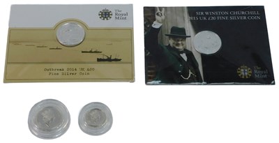 Lot 109 - Two The Royal Mint silver twenty-pound coins,...