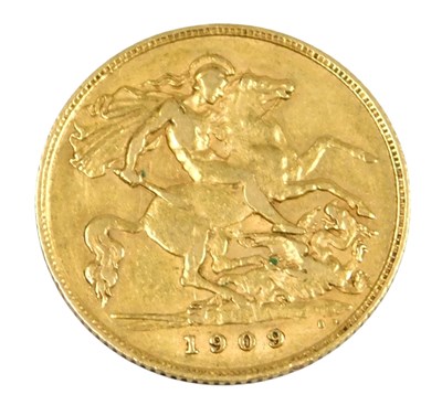 Lot 222 - An Edward VII gold half sovereign 1909, 4.0g.