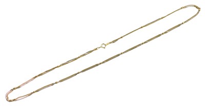 Lot 207 - A two-colour fine link neck chain, with oval...