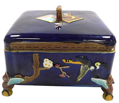 Lot 28 - A late 19thC Joseph Holdcroft majolica box and...