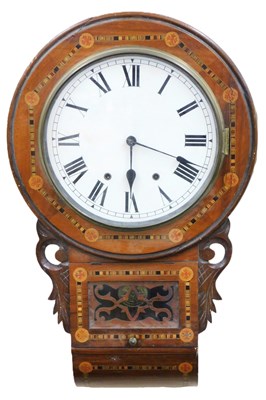 Lot 48 - A late 19thC walnut drop dial wall clock, with...