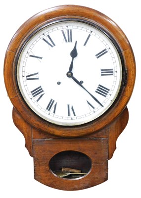 Lot 50 - A late 19thC oak cased drop dial wall clock,...