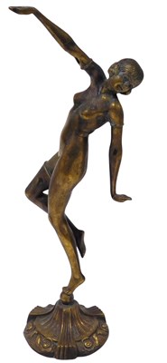 Lot 132 - An Art Deco style brass figure of a nude lady,...