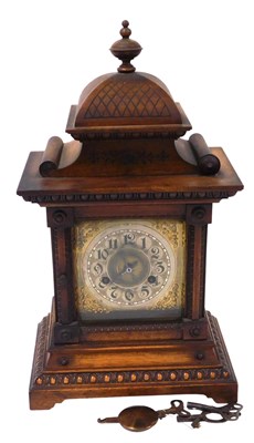 Lot 74 - A late 19thC mahogany cased mantel clock,...