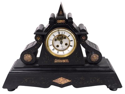 Lot 77 - A late 19thC French slate and marble cased...
