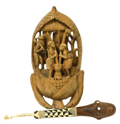 Lot 79 - A Fijian tribal wooden club, bound in woven...