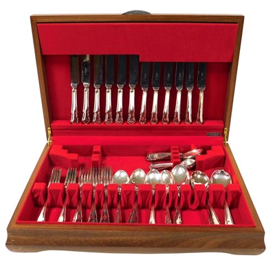 Lot 81 - A silver-plated Dubarry pattern canteen of...