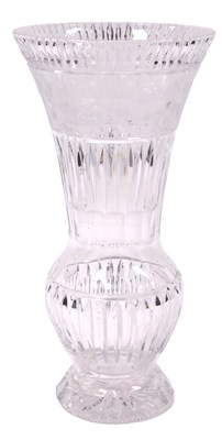 Lot 90 - A 20thC Bohemian cut glass vase, of thistle...