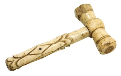 Lot 131 - A Victorian carved bone gavel, with foliate...