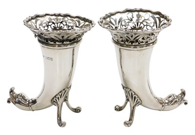 Lot 124 - A pair of Victorian silver cornucopia vases,...