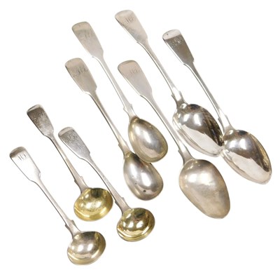 Lot 117 - Three William IV silver Fiddle pattern...